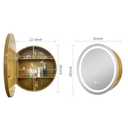 26inch Round Medicine Cabinet with Lights,Led Medicine Cabinet with Defogger,Illuminated Mirror Cabinet for Bathroom,Dimmable,Anti-Fog,3 Colors,Surface Mount only,Gold