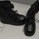 Platform Goth Ankle Boots for Womem Black Holographic Combat Chunky Heel Boots with Side Zip Lace Up Wedge Booties sz 40