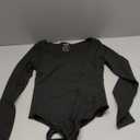 REORIA Women's Sexy Basic Scoop Neck Long Sleeve Double Lined Layering Slim Bodysuit Tops (Black) 
Small