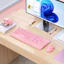 MEETION Wireless Keyboard and Mouse, Full-Sized Cordless Keyboard with Wrist Rest, 3 DPI Adjustable Mouse, Keyboard and Mouse Set with 2.4GHz USB Receiver, for PC/Computer/Laptop/Windows/Mac, Pink