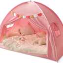 Razee Twin Bed Tent for Kids, Twin Size Bed Tents Indoor Toddler Canopy Privacy Playhouse on Bunk Sleep Inside Drafty Room for Girls, Pink, Kid House Toys for Girl Birthday Gift