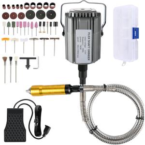 VEVOR Flex Shaft Grinder 780W Rotary Tool 500-23000RPM Rotary Carver with 1/4" 3-Jaw Chuck & Stepless Speed Foot Pedal Hanging Grinding Machine 131PCS Accessories for Jewelry Polishing Grinding DIY