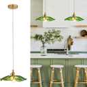 Pendant Light Kitchen Lights Glass Hanging Light Fixture Folwer Light Pendant Lights Modern Lighting for Bedroom Kitchen Hallway Bathroom Green Sunflower