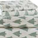 True North by Sleep Philosophy Cotton Sheet Set Cozy Print 100% Cotton Flannel Sheets Bedding Set, Oversized Sheets, Deep Pocket Fits Up to 14" Mattress Queen Bed Sheets Queen Ikat Tree 4 Piece