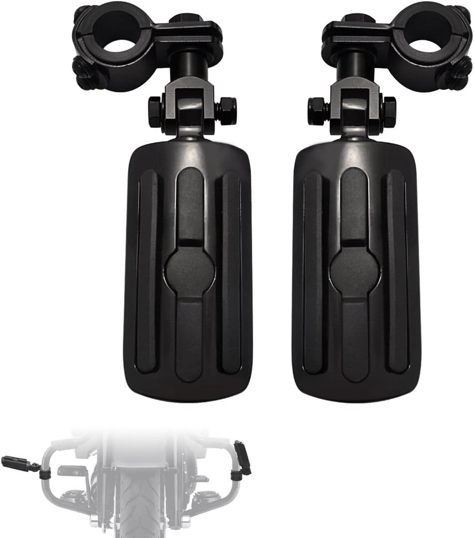 FOVPLUE 1",1.25"Highway Footpegs, Adjustable Highway Peg w/ 3-Piece Clamp for Harley Touring Softail Dyna Sportster models w/25mm-32mm Engine Guard/Tubing, Black#1