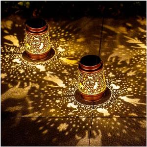 2 Pack Cat Outdoor Solar Hanging Lanterns Waterproof LED Solar Lights Metal Decorative Lanterns for Garden, Patio, Courtyard, Backyard, Yard Decor Unique Cat Gifts for Women Gardening