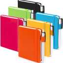 feela Pocket Mini Notebooks Bulk, Small Cute Memo Notepads Hardcover College Ruled Lined Journals with Pen Holder for School Business Work, with 6 Black Pens, 3.5x 5.5, 6 Pack, A6, Solid Colors