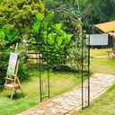 Metal Garden Arbor Wedding Arch 95.3" H x 45" W, Heavy Duty Rustproof Iron Pergola Trellis for Climbing Plants Outdoor Garden Patio Pathway Lawn Ceremony Party Decoration