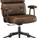 OLIXIS Ergonomic Home Office Desk Chair, PU Leather Computer Chair with Lumbar Support Adjustable Height Rolling Swivel Executive Task Armrests Chair, Modern Brown