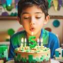 Green Pixel 3rd Birthday Number Candles, Number 3 Candle Cake Topper Decorations for Green Pixel Game Themed Parties, Birthday Cake Candles for Boys Girls Kids Party Supplies