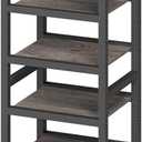 YATINEY 10-Tier Tall Shoe Rack, Vertical Shoe Organizer for Small Spaces, Wooden Shoe Shelf for Entryway, Space Saving Shoe Storage, Holds 10 Pairs of Shoes, Charcoal Gray and Black SS50BC
