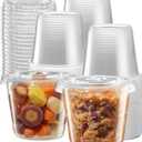 5 oz - 200 Sets Clear Diposable Plastic Portion Cups With Lids, Small Mini Containers For Portion Controll, Jello Shots, Meal Prep, Sauce Cups, Slime, Condiments, Medicine, Disposable Souffle Cups