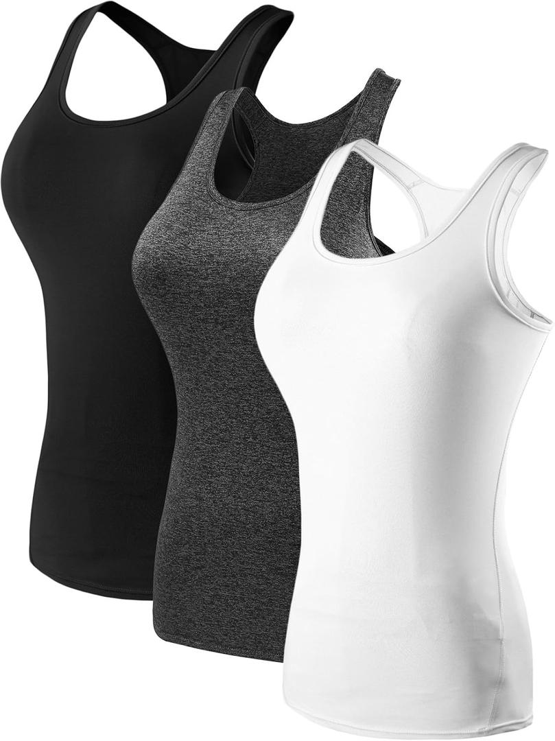 NELEUS Women's 3 Pack Compression Base Layer Dry Fit Tank Top XS