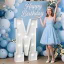 Marquee Letters 4 Feet Tall, 4FT Large Light up Letters M, Big Sign M with Cool White Light for Birthday Graduation Decor, Wedding Proposal Engagement Party Backdrop Decorations