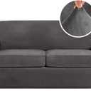 H.VERSAILTEX Real Velvet Plush 3 Piece Stretch Sofa Covers Couch Covers for 2 Cushion Couch Sofa Slipcovers Width Up to 90 Inch Feature Thick Soft Stay in Place (Large Sofa, Grey)