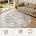 6FT Round Area Rugs for Living Room: Washable Large Neutral Abstract Circle Rug Soft Non Slip Stain Resistant Low Pile Indoor Carpet for Bedroom Dining Room Nursery Office Playroom - Brown Grey