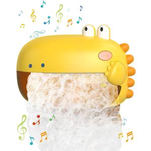 Lehoo Castle Baby Bath Toys, Dinosaur Bath Bubble Machine, Bath Toys for Kids Ages 1-3, Automatic Bathtub Toys Bubble Maker Gifts for Boys Girls, Yellow