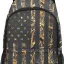 M YESCUSTOM Camouflage Vintage USA Flag Deer Leaves School Backpack Water Resistant Daypack Laptop Backpacks for Students Boys Girls