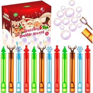 60 Pack Christmas Bubble Wands, Mini Bubble Toys for Christmas Party Favors, Novelty Supplies, Christmas Toys for Girls Boys Kids Classroom Rewards Sock Fillers Gifts
