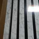 Wood Slat Acoustic Panels, 94.5 x 7.9 Inch,4 Pcs,White Marble