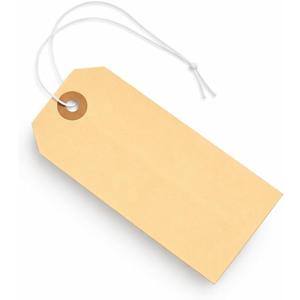 Tags with Elastic String Attached  #5, 4 3/4" x 2 3/8" Box of 100 Manila Paper Label Tags with Elastic Loop and Reinforced Hole