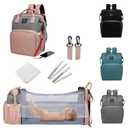 Diaper Bag with Changing Station,Diaper Bag Backpack7 in 1 Travel Baby Diaper Bag,Mommy Bag With USB Charging Port (Pink-Grey)