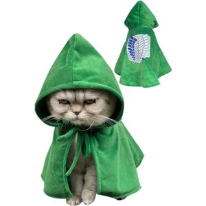 Dog Cat Halloween Costumes Pet Robe Cape Hoodie Green Cloak Outfit (One Size)