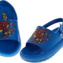 Josmo Kids SpiderMan Slide Open Toe - Boys Superhero Sandals Slip On Slides Beach Pool Water Shoes - Spidey Blue (Size 7 Toddler)