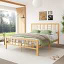12 Inch Bamboo Wood Full Size Platform Bed Frame with Headboard and Footboard, Metal Slat Support Bed Frame Full Heavy Duty, No Box Spring Needed, Easy Assembly, Noise Free, Reinforced