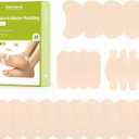 Bukihome Moleskin Adhesive Pads for Feet - Blister Prevention Tape - Moleskin Padding for Blisters, Shoes, Toes, Heel, Reduce Friction Pain - 11 Sheets of 4 Shapes (22 Pieces Total, Beige)