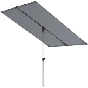 HOMSHADE 6x4ft Outdoor Balcony Umbrella - Flat Porch Pool Patio Umbrella Rectangular Canopy Shade UPF50+ UV Protection 360 Rotating & Tilting All Angles Applicable (Grey, No Base)
