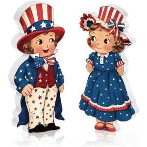 Juexica 2 Pcs 250 Anniversary Decorations Patriotic Table Decorations 4th of July Tiered Tray Decor Memorial Day Table Centerpieces Independence Day Wood Sign Farmhouse Wooden Block for Home