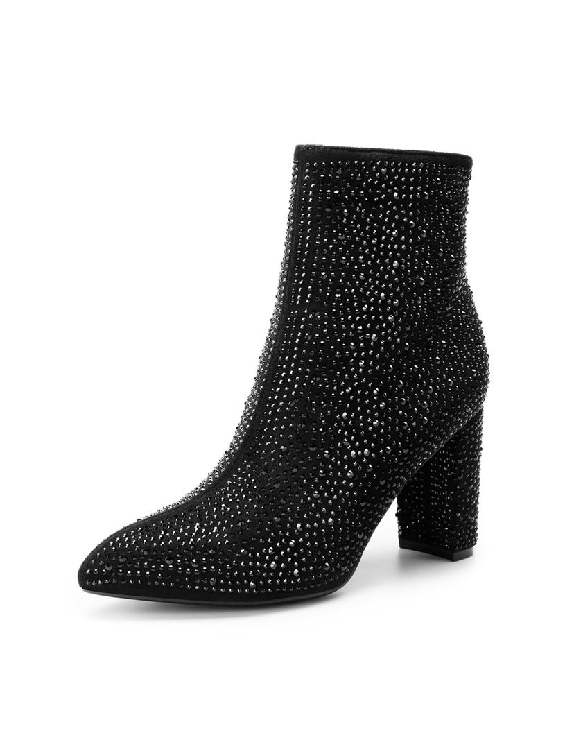 DREAM PAIRS Women's Chunky Heel Ankle Booties Pointed Toe Short Boots, 8/1'2