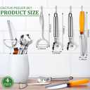 Lothee 4 Pcs Cactus Peeler Tools Set, Peeler Spoon, Stainless Steel Cactus Paring Knife Long Handle with Hole Slicing Noodle Cutter for Kitchen Cooking, Cuchara Multi-function Pelador De Nopales