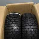 2-Pack 13x5.00-6 Flat-Free Tire with Rim,3"Centered Hub with 3/4" Bushings,w/Grease Fitting400lbs Capacity,13x5-6 No-Flat Solid Rubber Turf Wheel,for Riding Lawn mower,Garden Cart,Wheelbarrow