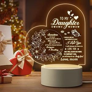 Pack Of 2 Quaintir Daughter Gifts, Daughter Gifts from Mom Dad, to My Daughter Acrylic Night Lamp, Mother's Day Graduation Wedding Christmas Valentines Birthday Gifts for Daughter from Mothers 