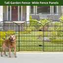 FOREHOGAR Heavy Duty Metal Garden Fences with Gate ECG1191, 1 Gate + 4 Fence Panels, 43.2in Tall and Total Length 14.75ft, Fencing for Dogs Animal Barrier Temporary Yard Border Outdoor, Black