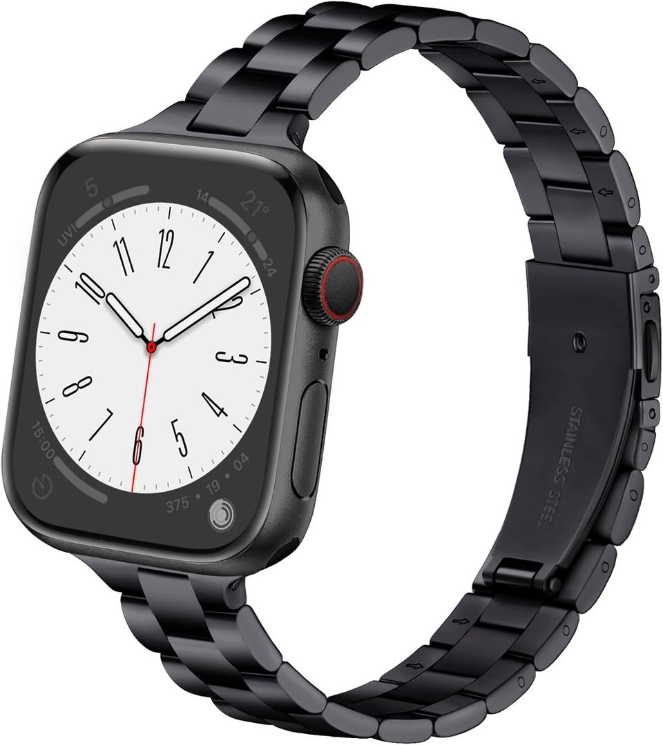 Lenrao Thin Stainless Steel Bands Compatible with Apple Watch 38mm 40mm 41mm 42mm 44mm 45mm 46mm for Women, Metal Straps for iWatch Series 11 10 9 8 7 6 5 4 3 2 1 SE