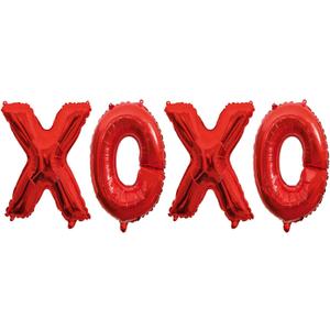 Soochat XOXO Balloons | Valentine Letters Mylar Foil Balloons - Bachelorette Parties Wedding Bridal Showers Photo Props Decorations Valentines Day Party Supplies (Red)