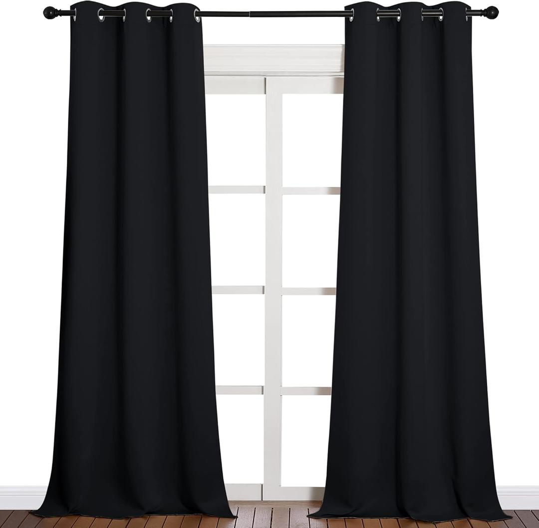 NICETOWN Halloween Black Out Curtain Panels - Home Decoration Thermal Insulated Solid Grommet Blackout Curtains/Drapes for Hall/Dining Room (Set of 2, 42 inches by 90 Inch, Black) NICETOWN Halloween Black Out Curtain Panels - Home Decoration Thermal Insulated Solid Grommet Blackout Curtains/Drapes for Hall/Dining Room (Set of 2, 42 inches by 90 Inch, Black)