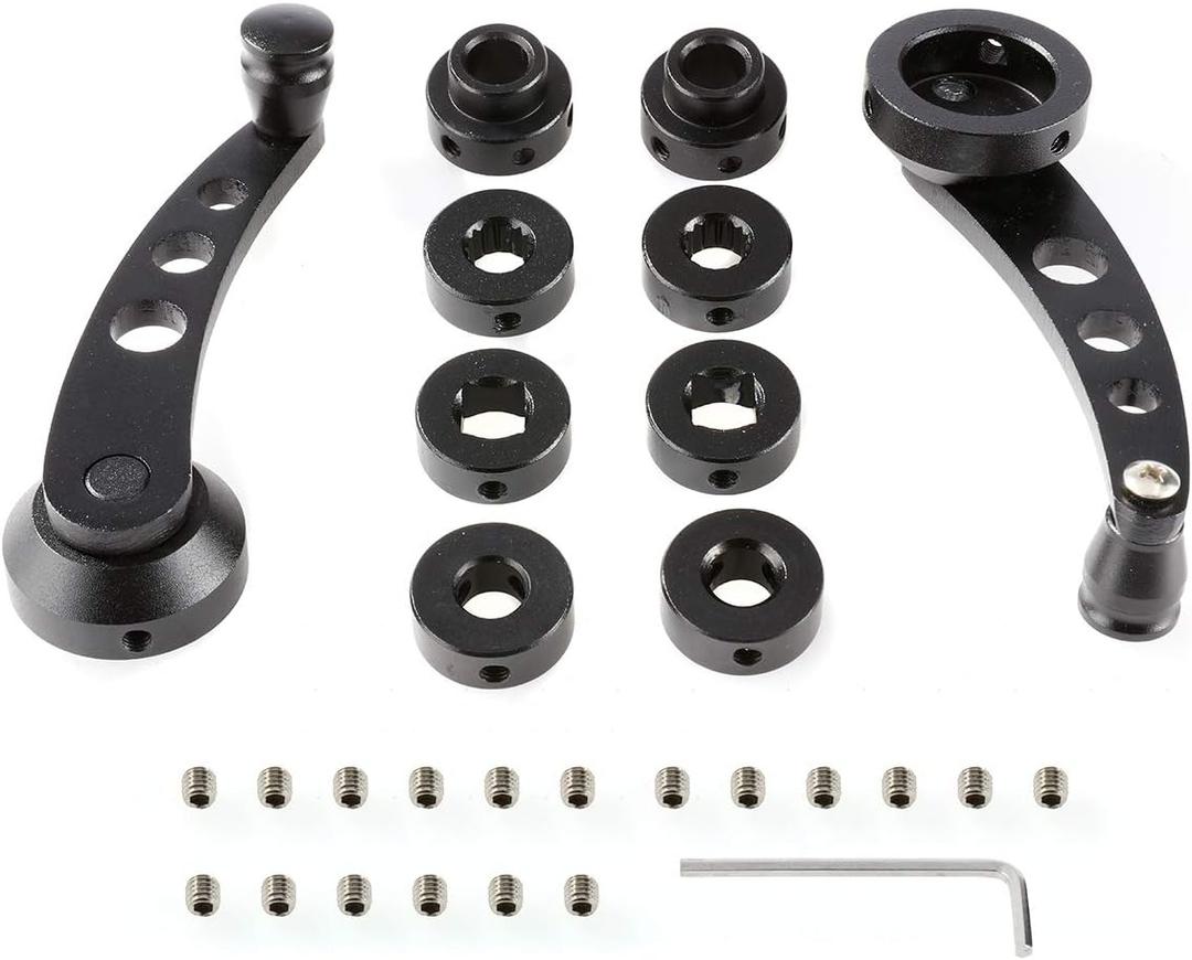 ALAVENTE Car Window Crank Handle Winder Billet Aluminum Universal Car Wagon Door Window Winder Crank Riser Replacement, 1 Pair (Black)