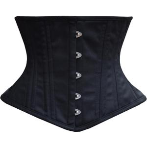 Women's Underbust Waist Training Steel Boned Corsets Heavy Duty Womens Corsets (Small, Cotton Black)