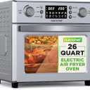 NutriChef 26L Electric Air Fryer Oven | 1700W Countertop Rotisserie & Air Fryer | 360 Rotating Feature | 10 Digital Menu Presets | Includes Drip Tray, Air Frying Basket & Bake Rack 15x16x14 (Silver)