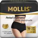 MOLLIS Disposable Period Underwear for Women, Postpartum Panties, Maternity Knickers Heavy Flow Leak Proof, Unscented, Black, Small/Medium, 16 Count