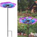Butterfly Feeder - Outdoor Butterfly Puddler,Bee Cups for Garden with Coloured Glass Stone,Garden Decor for Butterfly feeders for Outdoors,Bee Watering Station(Blue/Purple)