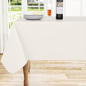 homing Rectangle Vinyl Tablecloth, Waterproof Spill proof Plastic Flannel Backed Table Cloth, Wipe Clean Table Cover for Dining, Buffet Parties and Camping (Beige, 60" x 102")