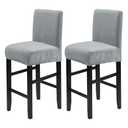 XIAROGEE Crystal Velvet Bar Stool Covers with Backs, Soft Stretch Bar Chair Covers Set of 2 with Elastic Band Washable Counter Height Chair Slipcover for Pub Cafe Kitchen Room (Light Grey, 2 PCS)