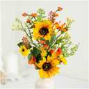 Factory Direct Craft Artificial Mixed Foliage and Sunflower Spray for Summer Arrangements and Fall Decorating