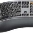 ProtoArc Ergonomic Keyboard Mouse, EKM01 Plus Full Size Wireless Bluetooth Ergo Keyboard Mouse Combo, Cushioned Palm Rest, Split Design, Rechargeable, Compatible for Windows, Mac OS - Gray and Black