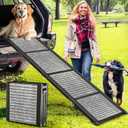 63"& 20" Dog Ramp for Car, SUV & Truck, Aluminum Folding Extra Wide Dog Ramps for Large Dogs, Outdoor Portable Pet Ramp with Non-Slip Rug Surface, Supports Up to 200 Lbs (63"L x 20"W)